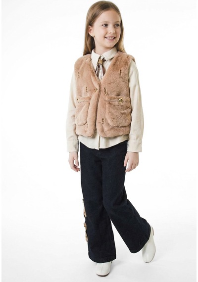 Xo Kids Kız Çocuk Folarlı 3lu Alt Üst Takım 7-14 Yaş 3953-4953 Bej