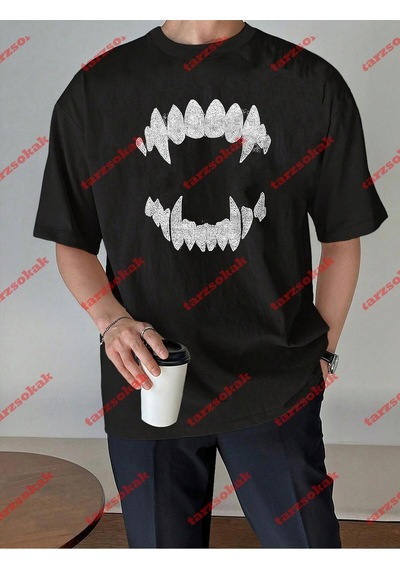 Startmore Unisex Teeth Tshirt Beyaz Siyah