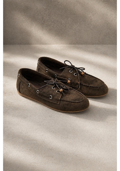 Demirsa Boutique Kadın Kahverengi Bağcıklı Loafer Günlük Babet Ayakkabı Kahverengi