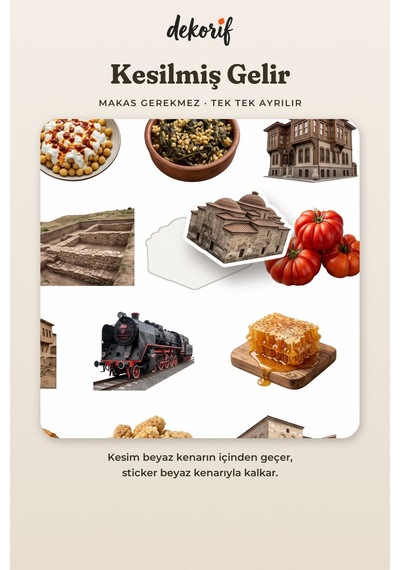 Sivas Sticker Seti 100 Adet - Çifte Minare Divriği Ulu Camii Köfte Gerçekçi Ajanda Journal Çıkartma Çok Renkli