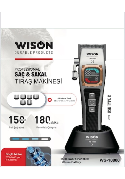 Wıson Ws-10800 Profesyonel Saç & Sakal Tıraş Makinesi Yeni Ürün 150 DK