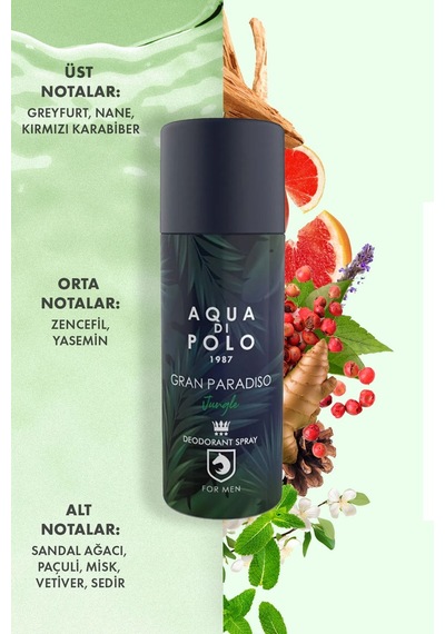 Aqua di Polo 1987 APCA000201 Gran Paradiso Jungle Sprey Deodorant Parfüm 150 ML