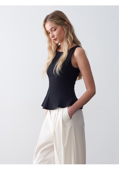 Dilvin 50544 Korse Peplum Bluz-siyah