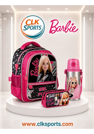 Barbie Okul Çantası , Kalem Kutusu , Lisanslı Çelik Matara 103 Ivory