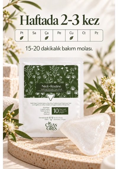 İntim Bakım Maskesi 10'lu Genital Bölge Parfümsüz Alkolsüz Parabensiz Nioli Suyu Centella Ph 4,5