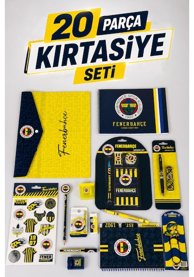 X Dekomus Lisanslı Fenerbahçe 20 Parça Kırtasiye Seti Sticker,bloknot Altın