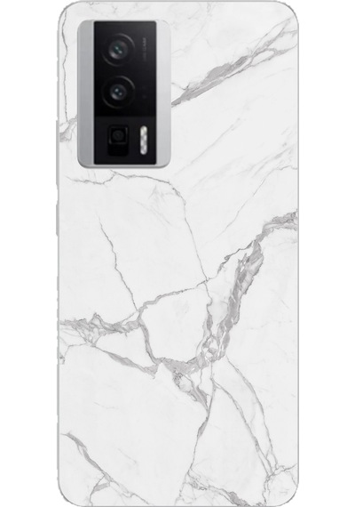 Poco F5 Pro Uyumlu Gri Mermer Baskılı Silikon Kılıf Renkli