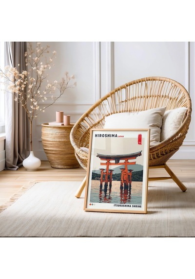 Itsukushima Tapınağı, Hiroşima Japonya Duvar Sanatı, Yüzen Torii Kapısı Posteri