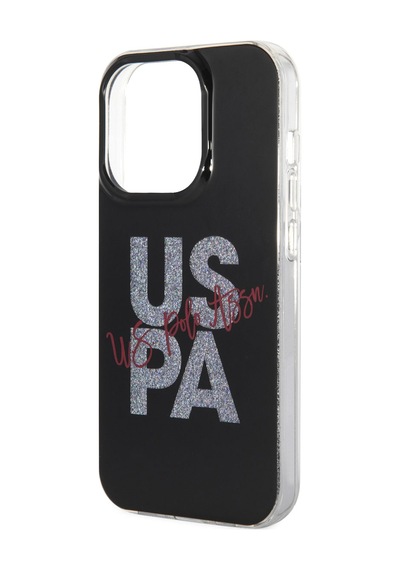 Apple Uyumlu iPhone 14 Pro Max Kılıf U.s. Polo Assn. Simli Parlak Alfabe Tasarım Kapak Mavi