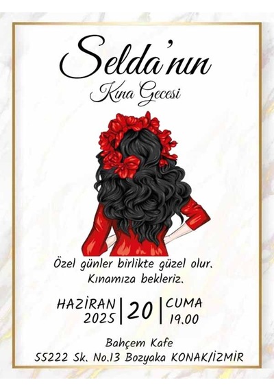 Kına Davetiye - Kına Davetiyesi - Davetiye 100 Adet M1