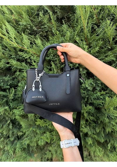 Just Polo Yeni Sezon 3 Bölmeli Yumuşak Deri Şık El Ve Omuz Çantası Shopper 22 X 18 Cm Siyah