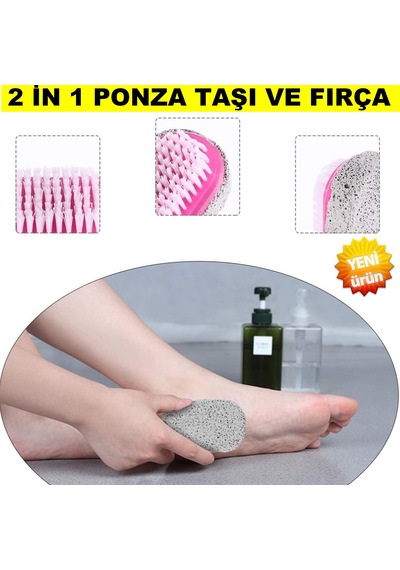2 İn 1 Ayak Ponza Taşı Ve Fırçası Ayak Bakım Törpüsü Topuk Rendesi Ölü Deri Temizleyici Ayak Ponza Taşı