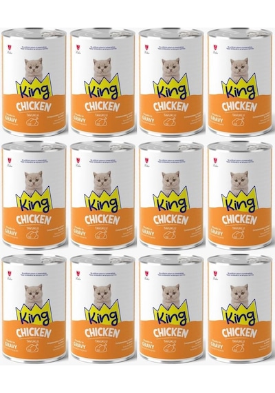 King Et Parçacıklı Tavuklu Yavru Kedi Konserve 400 Gr 12 Adet