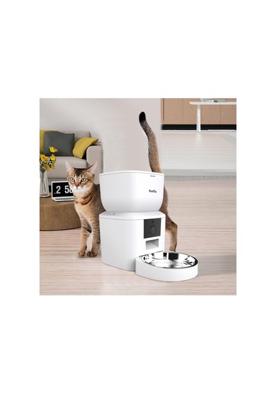 Tr Floriashopping Akıllı Kedi Köpek Otomatik Mama Kabı, 4l Hazne, Metal Kase, Uzaktan Sesli Ve Kamera Kontrollü Bey