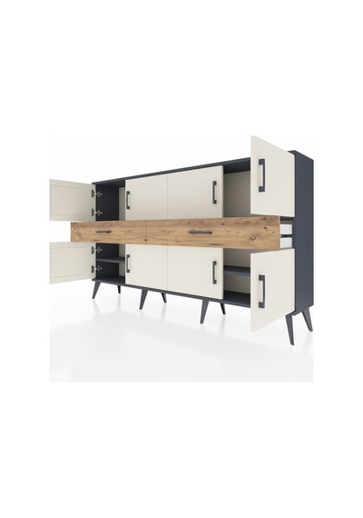 Arges Konsol 4 Raflı 2 Çekmeceli 8 Kapaklı 176x30x99 Antrasit-ayt Antrasit-aytaşı/çam Arges Konsol 4 Raflı 2 Çekmeceli 8 Kapaklı 176x30x99 Antrasit-ayt Antrasit-aytaşı/çam