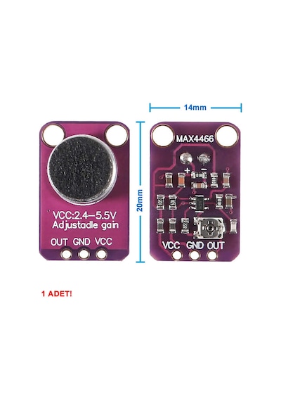 Max4466 Amplikatörlü Analog Elektet Mikrofon Sensör Ayarlanabilir Kazanç Kontrol Ses Algılayıcı