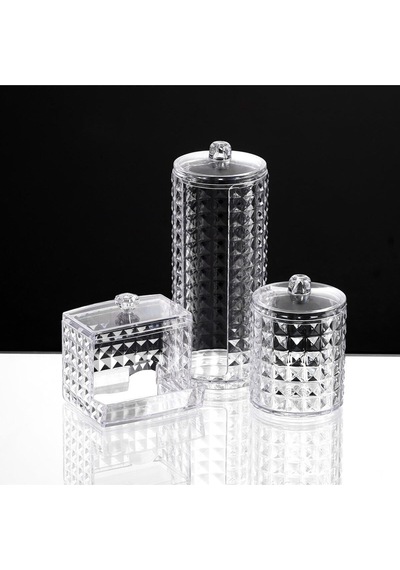 Diamond 3 Lü Çok Amaçlı Makyaj Organizer Set Ck1041 Plastik Gri Diğer