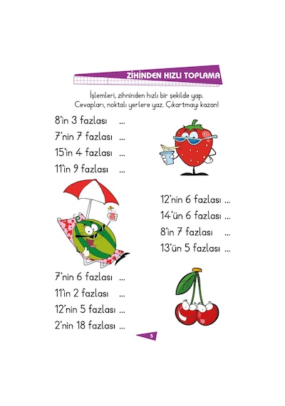 Çıkartmalı Zihinden Matematik-İlk Okul Eğlenceli Matematik- Limonkids