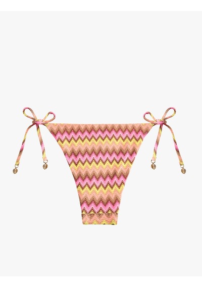 Koton Charm Detaylı Yanları İp Bağlamalı Desenli Bikini Altı Pembe Çizgili 6sak00067mm
