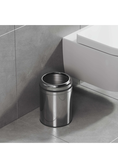 Aqua Bagno Basic Çöp Kovası - Çemberli Tip 8 L, Parlak Krom Paslanmaz Krom