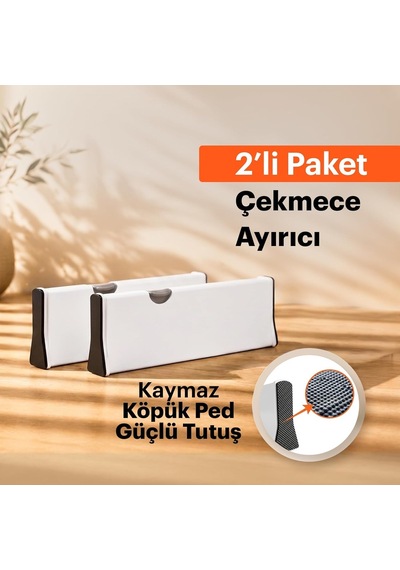 Büyük Boy Ayarlı Çekmece Ayırıcı 2'li Paket I Çekmece Bölücü I Uzayabilen Ayırıcı I Teleskopik Raf Düzenl Diğer