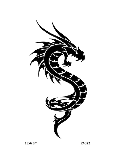Airbrush Tattoo Klasik Ejderha Yapışkanlı Stencil Süsleme Ve Boyama Kalıbı