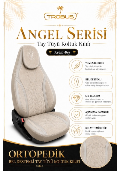 Seat Leon 2005 Ve Sonrası Uyumlu Angel Serisi Tay Tüyü Koltuk Kılıfı Bej