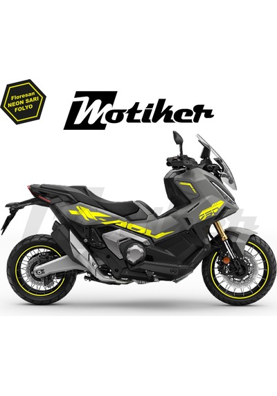 Honda X-adv 750 Sticker 2025 Özel Tasarım Sticker Etiket Modeli Neon Sarı