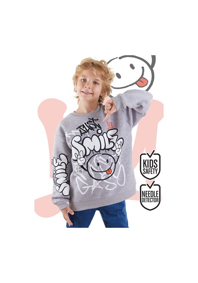 Just Smile Erkek Çocuk Gri Sweatshirt