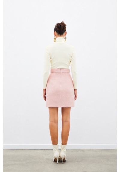 Sateen Mini Boy Tüvit Etek - Pembe-134945 Pembe