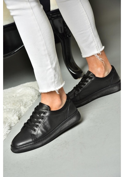 Fox Shoes P555460903 Siyah Hakiki Deri Spor Ayakkabı Sneakers Siyah