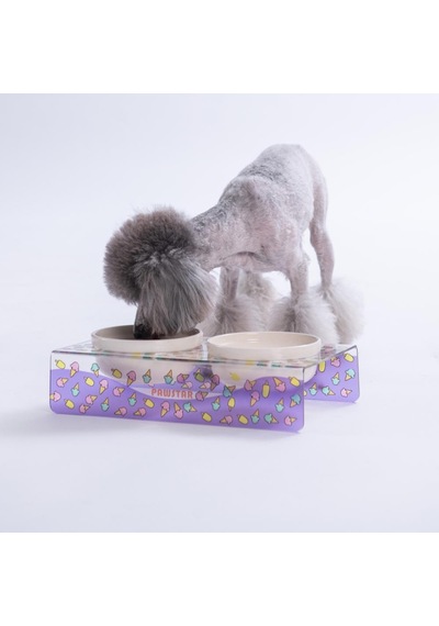 Ice Cream Dondurma Desenli-ikili Seramik-pleksi Mama Ve Su Kabı-kedi Köpek Mama Su Kabı