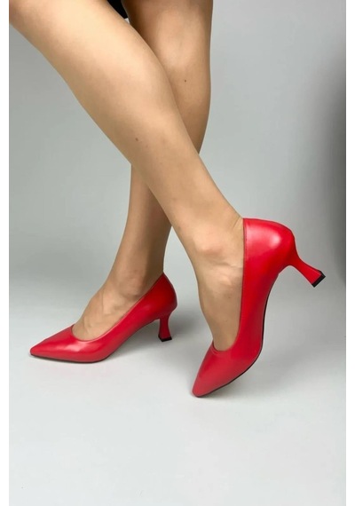 Preshley Kadın Sity Kırmızı Cilt 6 Cm İnce Topuklu Stiletto