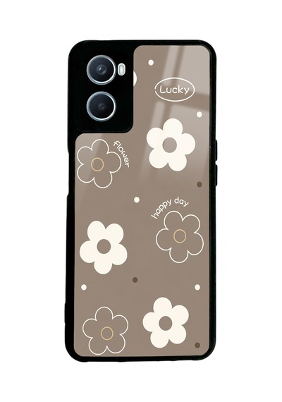 Oppo A96 Brown Lucky Happy Day Tasarımlı Glossy Telefon Kılıfı Kahverengi