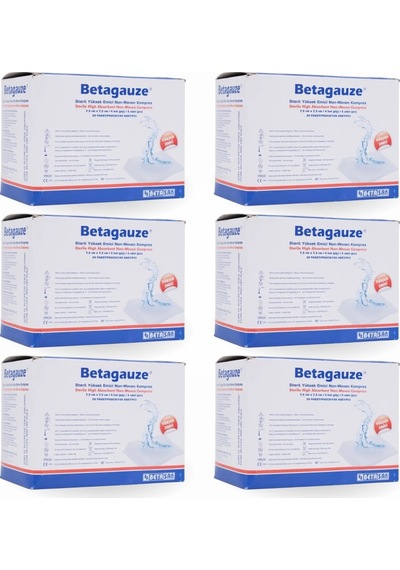 Betagauze Steril Emici Nonwoven Kompres 7,5cmx7,5cm 5x20 - 100'lü Kutu X 6 Kutu 600 Adet