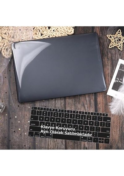 Macbook Air 13.6 İnç M2 M3 M4 M5 Uyumlu Sert Kılıf Ultra Şeffaf Hard Case A2681 A3113 A3240 A3449 Tam Uyum İnce Hafif Koruma Siyah
