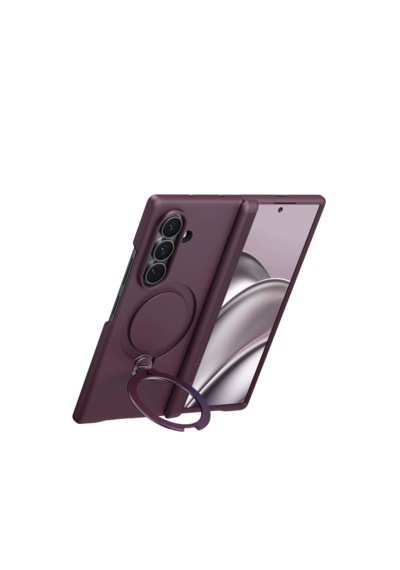 Torras Samsung Galaxy Uyumlu Z Fold 8 Ultra Ostand Q3 Spin 2 Adet Ekran Koruyuculu Magsafe Kılıf Mor