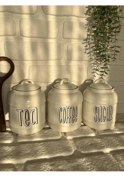 3'lü Porselen 1400ml Tea/coffee/sugar Kavanoz Seti 3'lü Porselen 1400ml Tea/coffee/sugar Kavanoz Seti