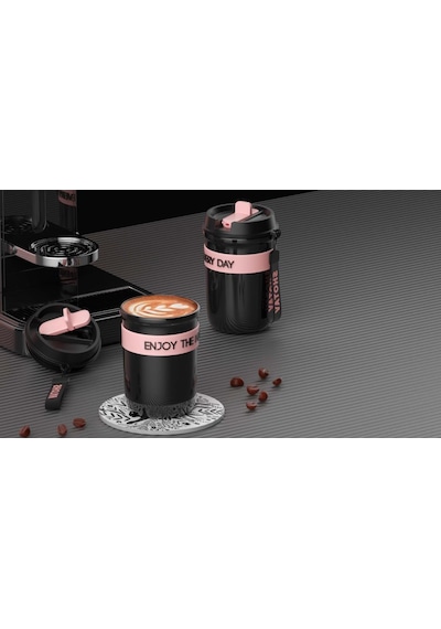 Shotay Strow Çelik Termos Mug 410ml Krem Krem