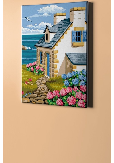 Webstyle Sayılarla Boyama Seti Kasnaklı Mavi Çatılı Ev 60 X 75 Cm