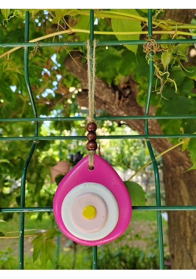 Renkli El Yapımı Nazar Boncuğu Duvar Ve Ağaç Süsü 5 Li Set Seramik Dekoratif Askı