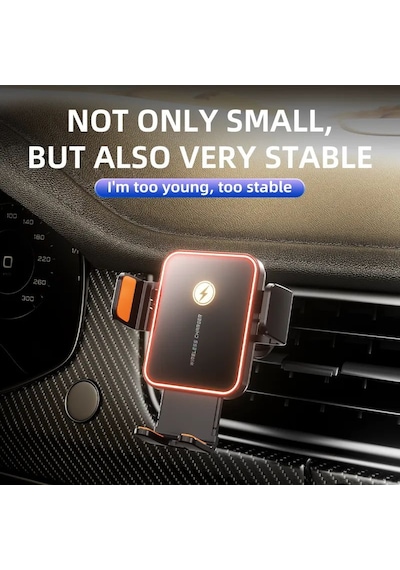 Sd15 15w Hızlı Kablosuz Şarjlı Araç Telefon Tutucu - Rgb Işıklı, Havalandırma Uyumlu, Sarsıntı Önleyici Otomatik Kavramalı