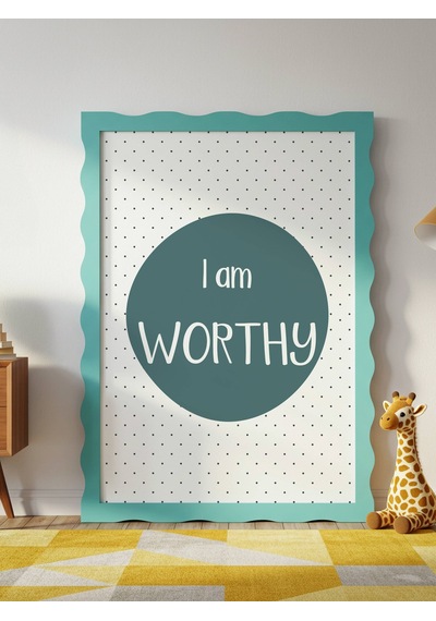 I Am Worthy Dijital Baskı Poster Lacivert Çerçevesiz