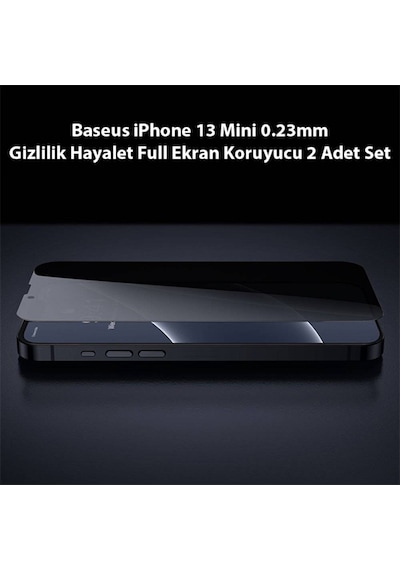 Baseus Apple Uyumlu   iPhone 13 Mini 0.23Mm Gizlilik Hayalet Full Ekran Koruyucu Siyah (522575282)
