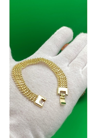 Xuping 14 Ayar Altın Kaplama Örgü Çelik Bileklik Gold