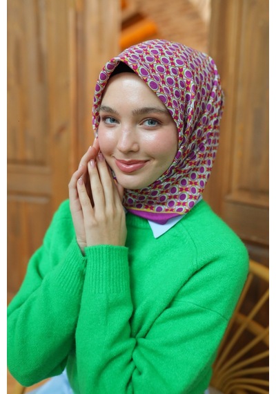 Silk Home Olinda Eşarp 48005-15 Fuşya, Asit, Yeşil, Çingene Pembe