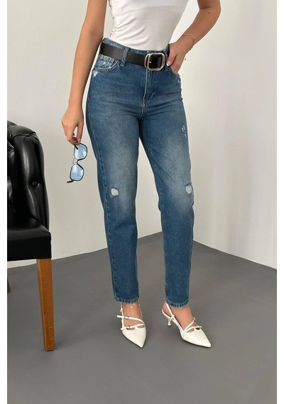 Alemdarshop Mavi Lazer Kesim Jeans Pantolon