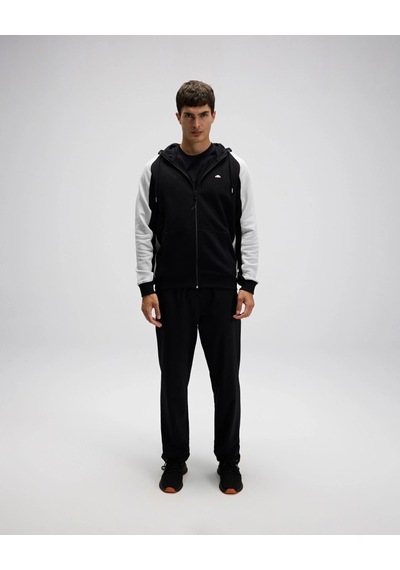 Ellesse Em560 Erkek Siyah Fermuarlı Kapüşonlu Siyah Sweat Siyah