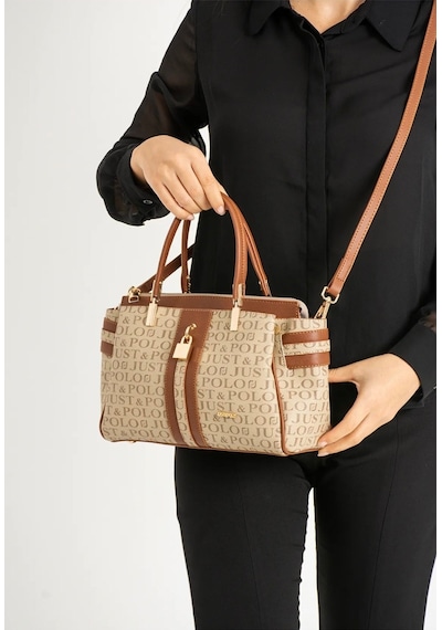 Just Polo Kadın Kum Taba Monogram El Ve Omuz Çantası Yeni Sezon 2201mh Kum - Taba