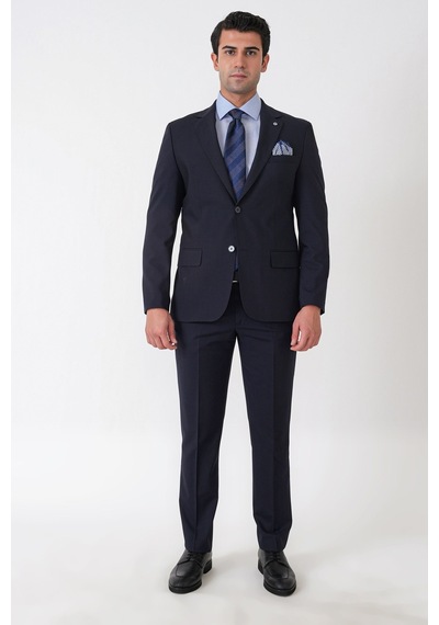 Efor Slim Fit Esnek %97 Yünlü Düz Lacivert Takım Elbise Tk 957